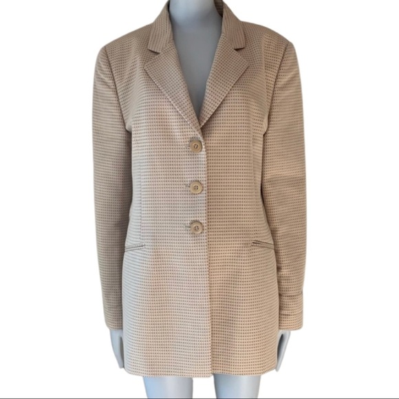 New ZANELLA Amanda Cotton Blend Woven Tan Blazer Made in Italy Career Tailored - Picture 4 of 16